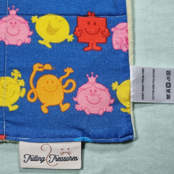 Handmade Mr. Men Character Blanket Cotton and Fleece approx 53.5cm x 43cm. - Picture 3 of 4